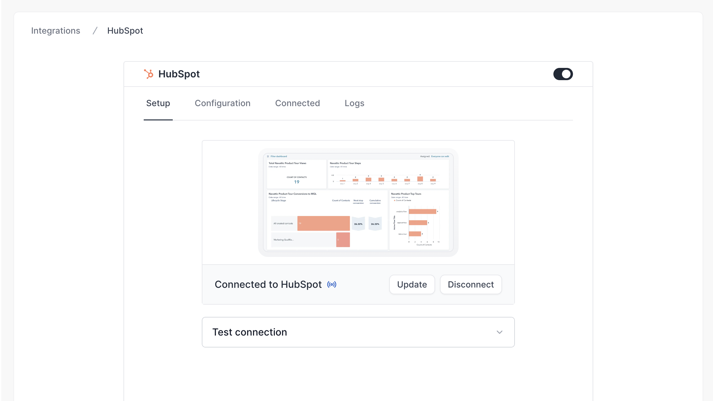 Connect to HubSpot from Navattic